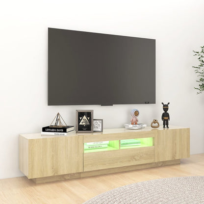 Móvel de TV Giancarlo com Luzes LED de 180cm - Carvalho - Design Moderno