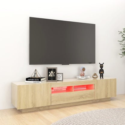 Móvel de TV Giancarlo com Luzes LED de 180cm - Carvalho - Design Moderno