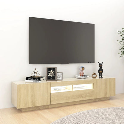 Móvel de TV Giancarlo com Luzes LED de 180cm - Carvalho - Design Moderno