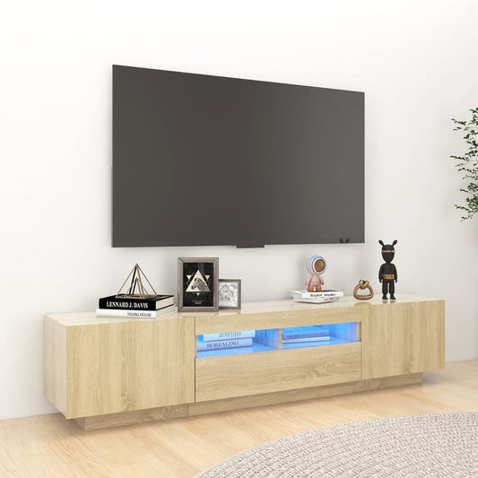 Móvel de TV Giancarlo com Luzes LED de 180cm - Carvalho - Design Moderno