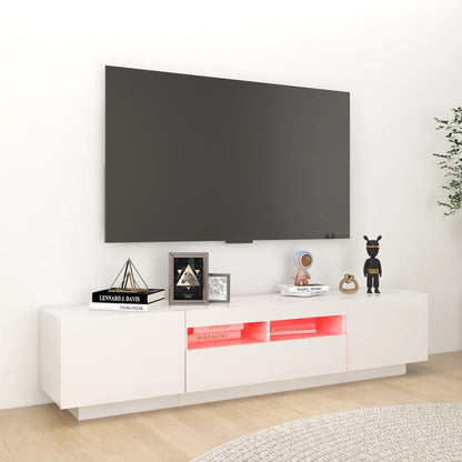 Móvel de TV Giancarlo com Luzes LED de 180cm - Branco Brilhante - Design Moderno