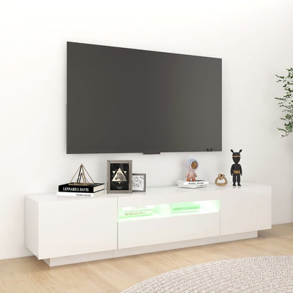 Móvel de TV Giancarlo com Luzes LED de 180cm - Branco Brilhante - Design Moderno