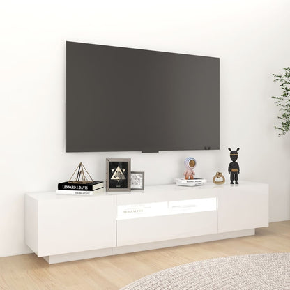 Móvel de TV Giancarlo com Luzes LED de 180cm - Branco Brilhante - Design Moderno