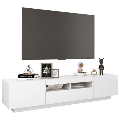 Móvel de TV Giancarlo com Luzes LED de 180cm - Branco Brilhante - Design Moderno