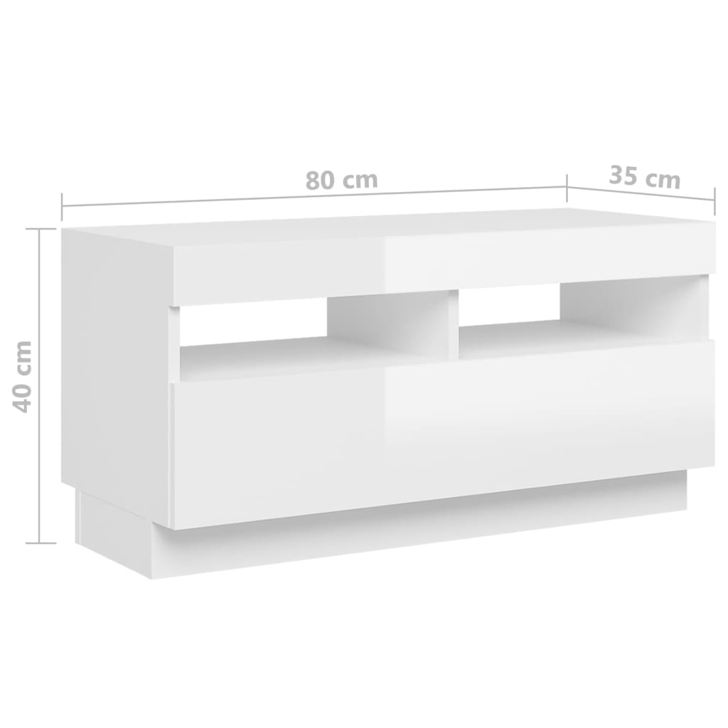 Móvel de TV Giancarlo com Luzes LED de 180cm - Branco Brilhante - Design Moderno