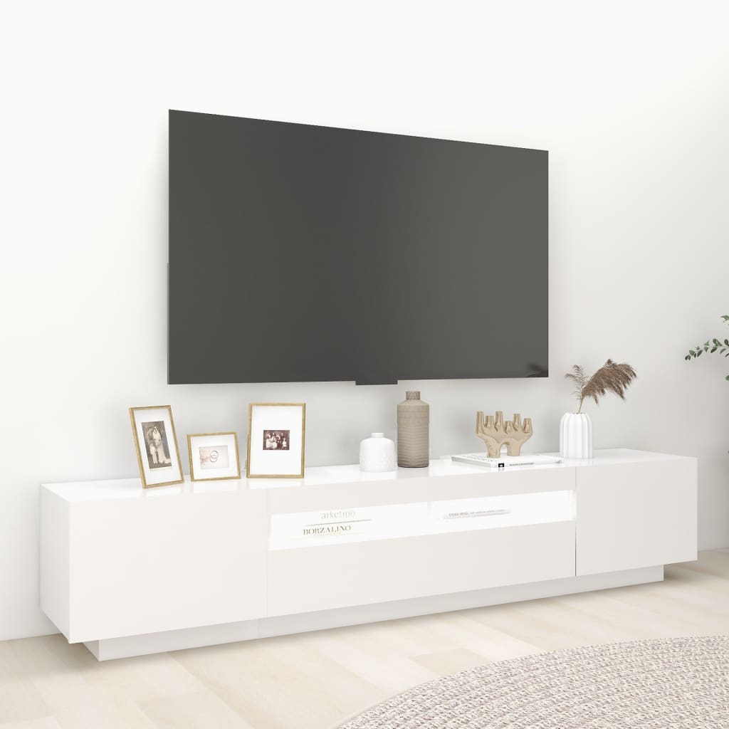 Móvel de TV Giancarlo com Luzes LED de 200cm - Branco - Design Moderno