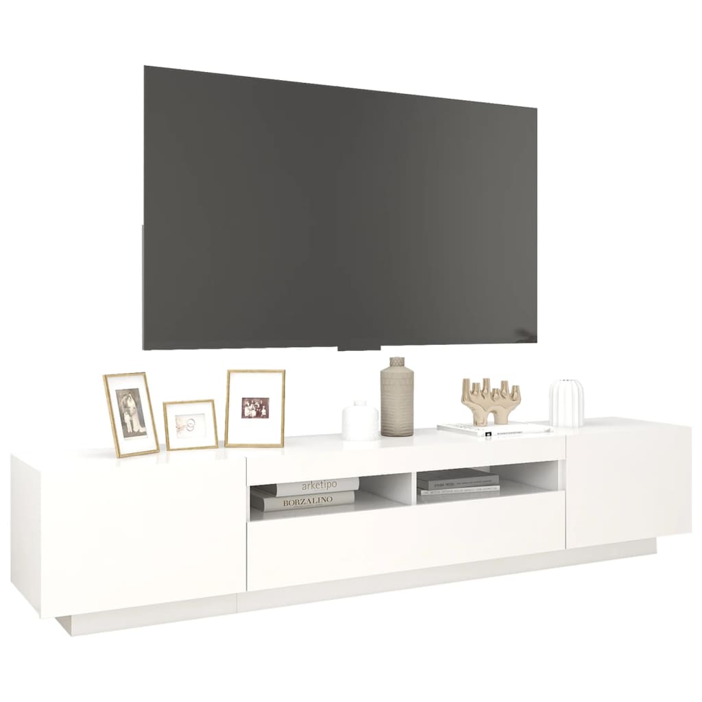 Móvel de TV Giancarlo com Luzes LED de 200cm - Branco - Design Moderno