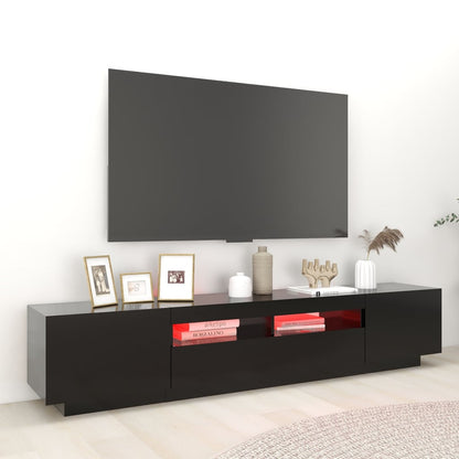 Móvel de TV Giancarlo com Luzes LED de 200cm - Preto - Design Moderno