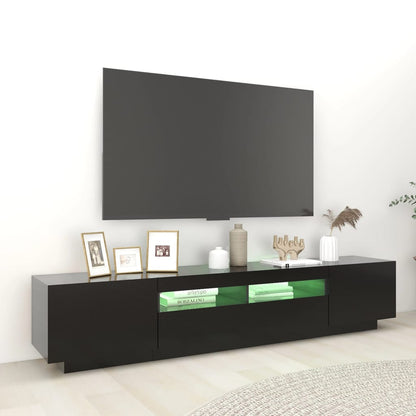 Móvel de TV Giancarlo com Luzes LED de 200cm - Preto - Design Moderno