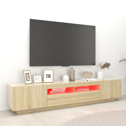 Móvel de TV Giancarlo com Luzes LED de 200cm - Carvalho - Design Moderno