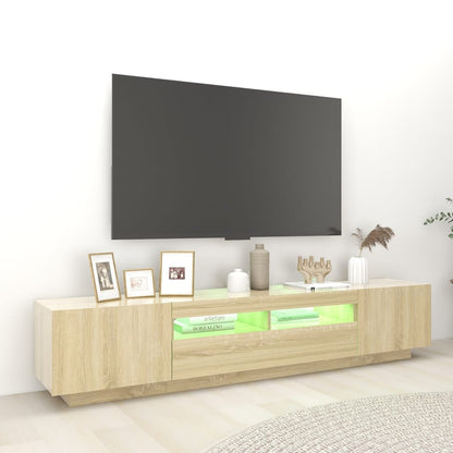 Móvel de TV Giancarlo com Luzes LED de 200cm - Carvalho - Design Moderno