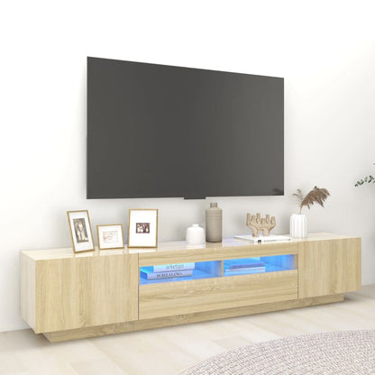 Móvel de TV Giancarlo com Luzes LED de 200cm - Carvalho - Design Moderno