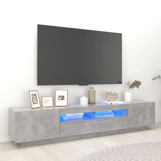 Móvel de TV Giancarlo com Luzes LED de 200cm - Cinzento Cimento - Design Moderno