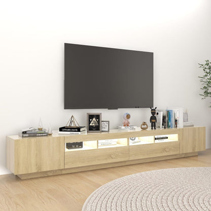 Móvel de TV Giancarlo com Luzes LED de 260cm - Carvalho - Design Moderno