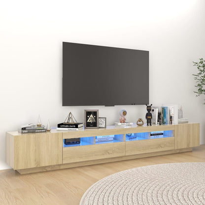 Móvel de TV Giancarlo com Luzes LED de 260cm - Carvalho - Design Moderno