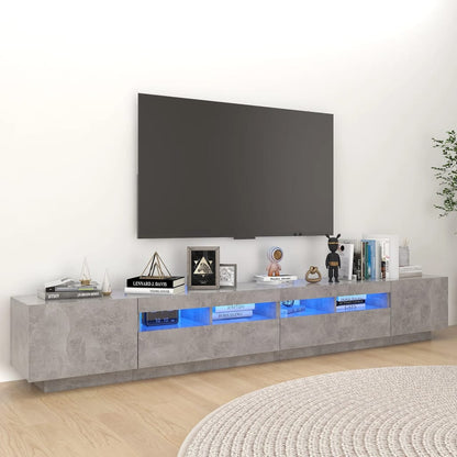 Móvel de TV Giancarlo com Luzes LED de 260cm - Cinzento Cimento - Design Moderno