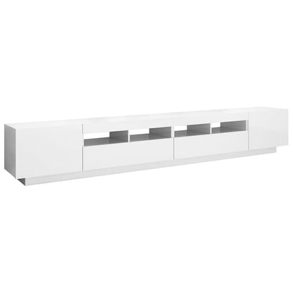 Móvel de TV Giancarlo com Luzes LED de 260cm - Branco Brilhante - Design Moderno