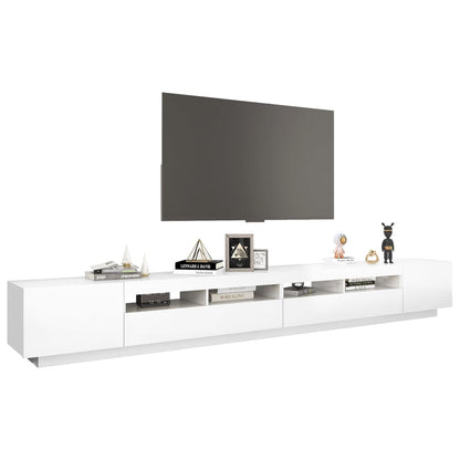 Móvel de TV Giancarlo com Luzes LED de 300cm - Branco Brilhante - Design Moderno