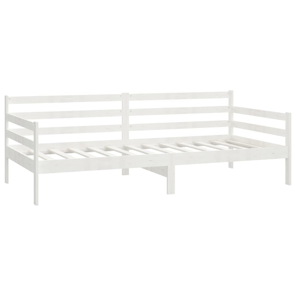 Sofá Cama Lia - Cor Branco - Em Madeira de Pinho Maciça - 204x98x70 cm - Design Rústico