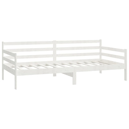 Sofá Cama Lia - Cor Branco - Em Madeira de Pinho Maciça - 204x98x70 cm - Design Rústico