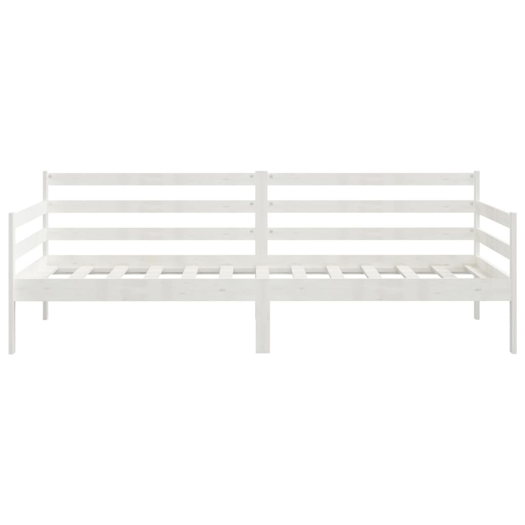 Sofá Cama Lia - Cor Branco - Em Madeira de Pinho Maciça - 204x98x70 cm - Design Rústico