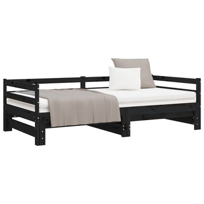 Estrutura sofá-cama de puxar 2x(90x200) cm pinho maciço preto