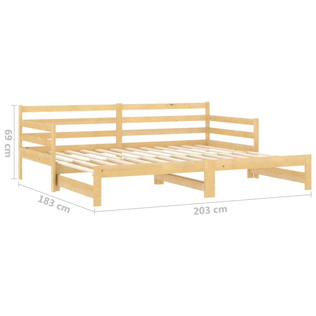 Estrutura sofá-cama de puxar 2x(90x200) cm pinho maciço