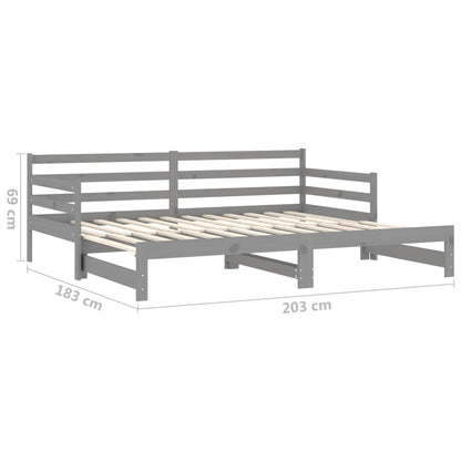 Estrutura sofá-cama de puxar 2x(90x200)cm pinho maciço cinzento