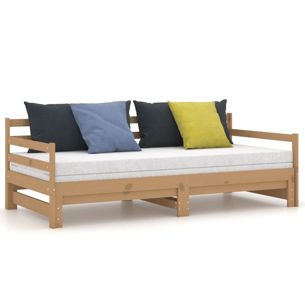 Estrutura sofá-cama de puxar 2x(90x200) cm pinho castanho-mel