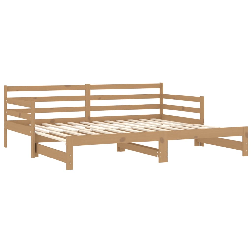 Estrutura sofá-cama de puxar 2x(90x200) cm pinho castanho-mel