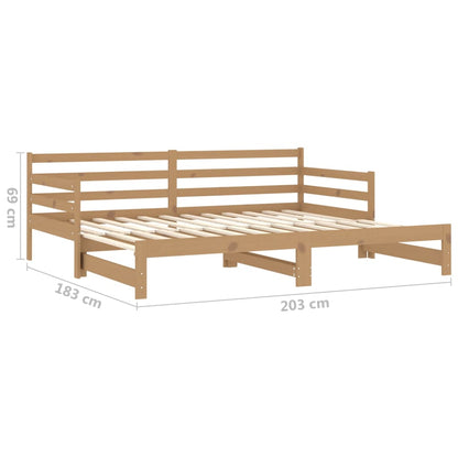 Estrutura sofá-cama de puxar 2x(90x200) cm pinho castanho-mel