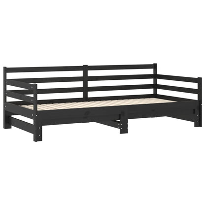 Estrutura sofá-cama de puxar 2x(90x200) cm pinho maciço preto