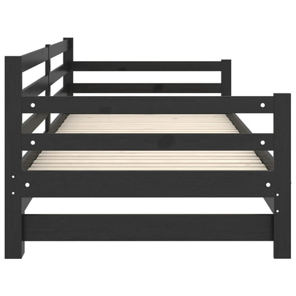 Estrutura sofá-cama de puxar 2x(90x200) cm pinho maciço preto