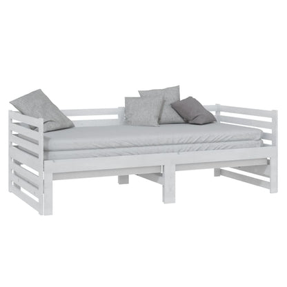 Estrutura sofá-cama de puxar 2x(90x200) cm pinho maciço branco