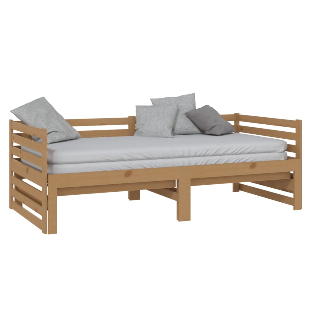 Estrutura sofá-cama de puxar 2x(90x200) cm pinho castanho-mel