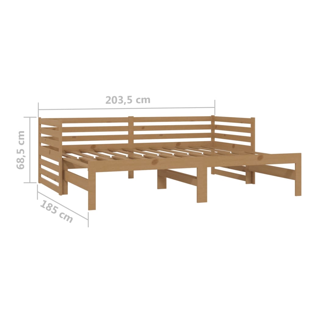 Estrutura sofá-cama de puxar 2x(90x200) cm pinho castanho-mel