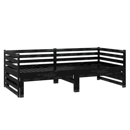 Estrutura sofá-cama de puxar 2x(90x200) cm pinho maciço preto