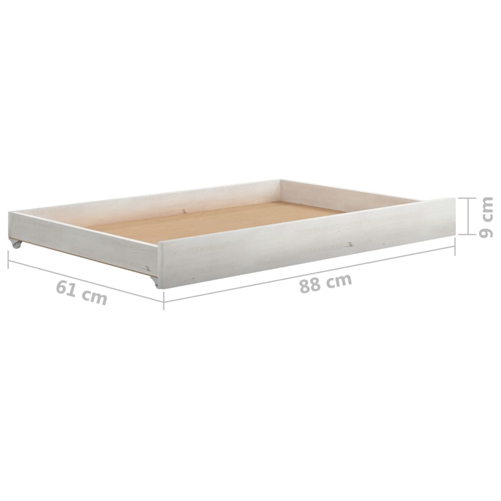 Gavetas para sofá-cama 2 pcs madeira de pinho maciça branco