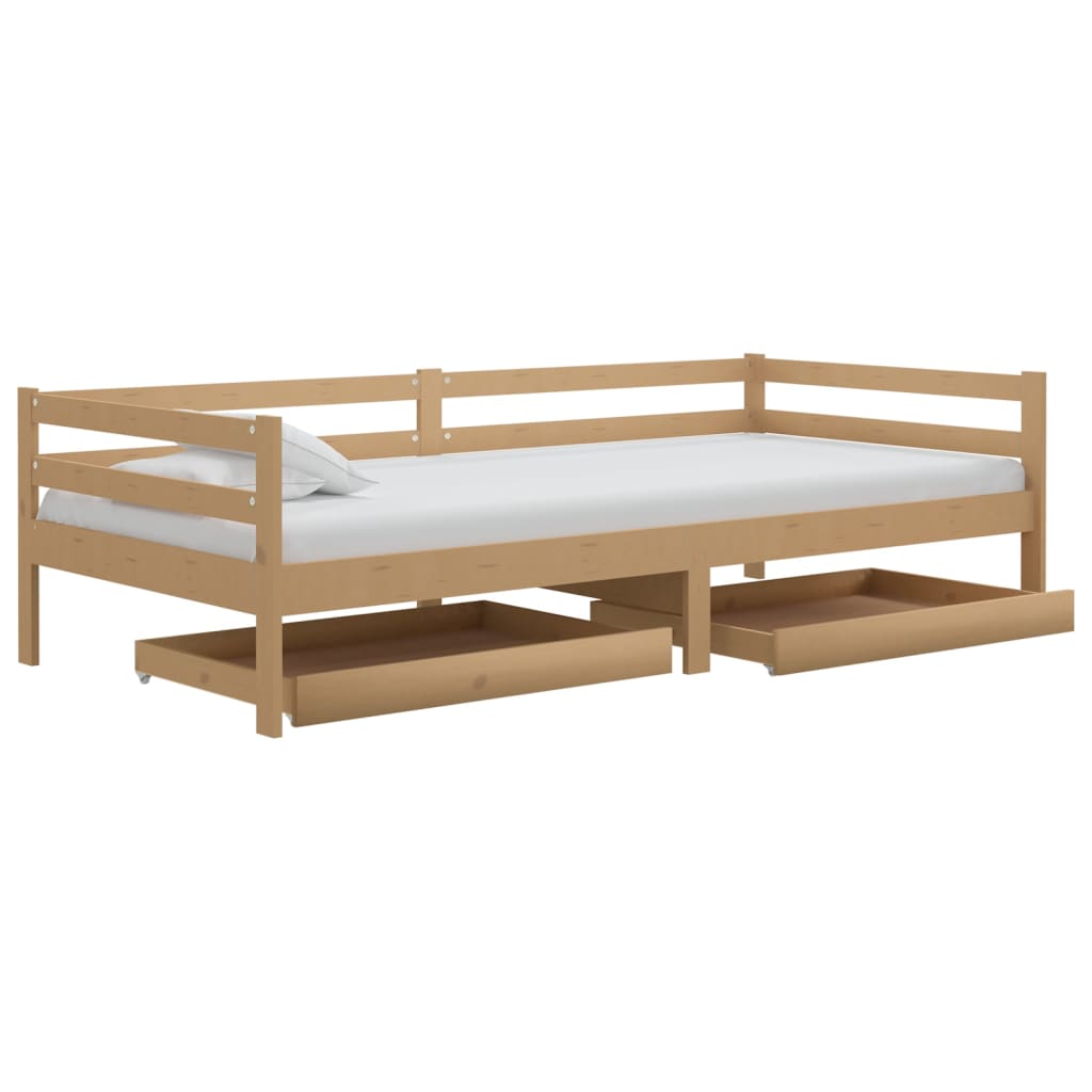 Gavetas p/ sofá-cama 2 pcs madeira de pinho maciça castanho-mel