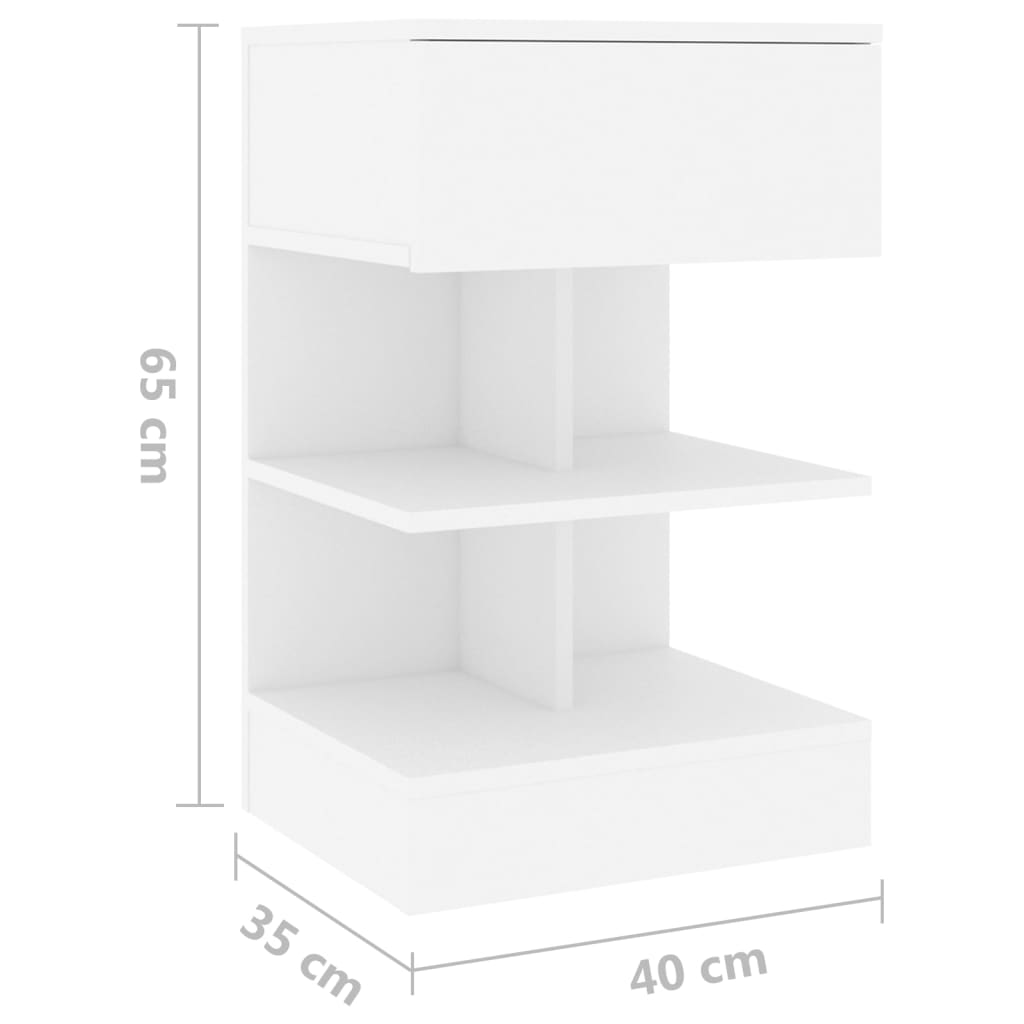 Mesa de cabeceira 40x35x65 cm contraplacado branco