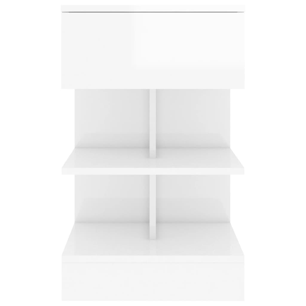 Mesa de cabeceira 40x35x65 cm contraplacado branco brilhante