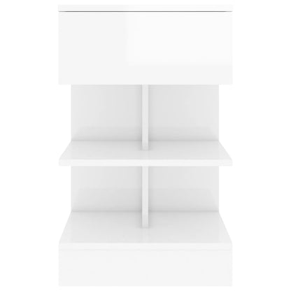 Mesa de cabeceira 40x35x65 cm contraplacado branco brilhante