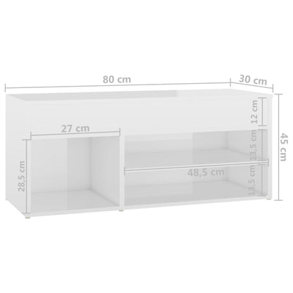 Banco sapateira 80x30x45 cm contraplacado branco brilhante