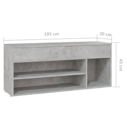 Banco sapateira 105x30x45 cm contraplacado cinzento-cimento