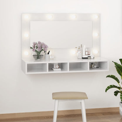 Toucador Natalie de Parede com Luzes LED - Branco Brilhante - Design Moderno