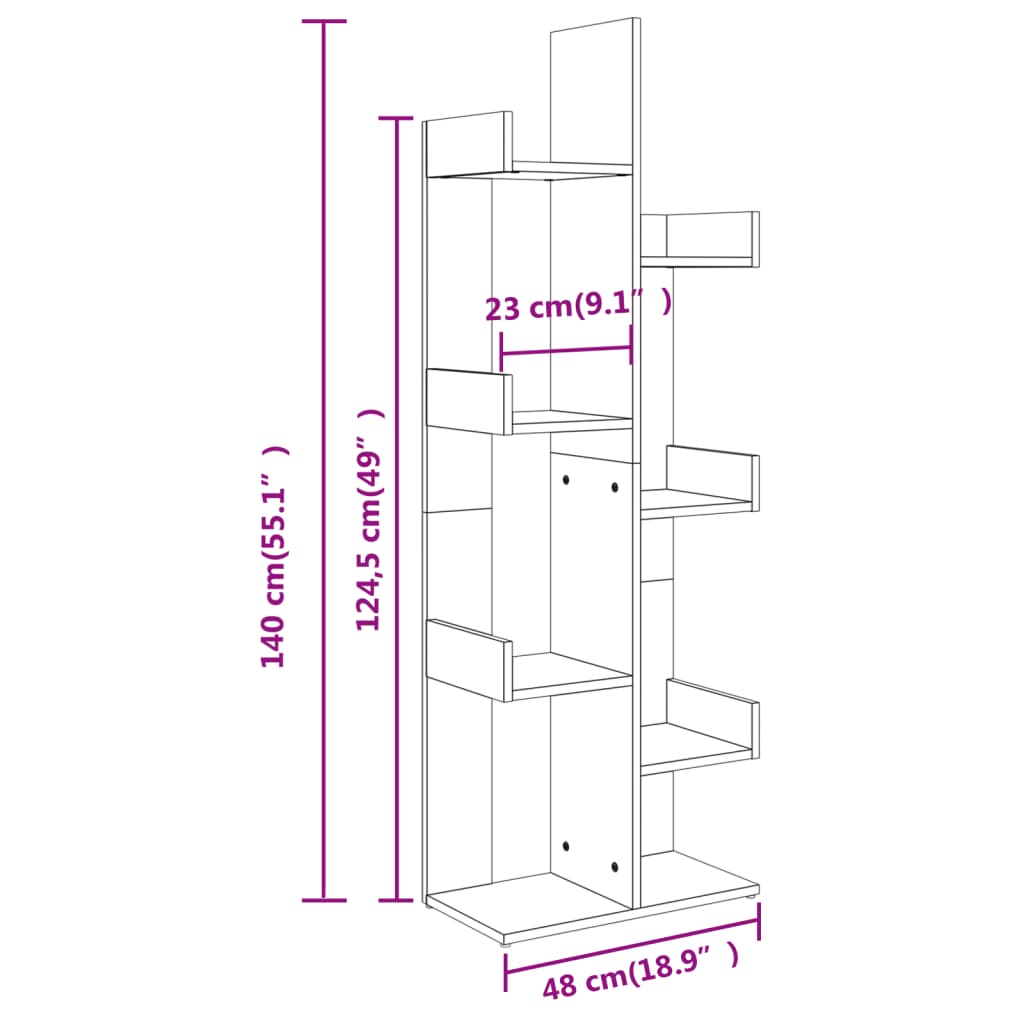 Estante 48x25,5x140 cm contraplacado cinzento cimento