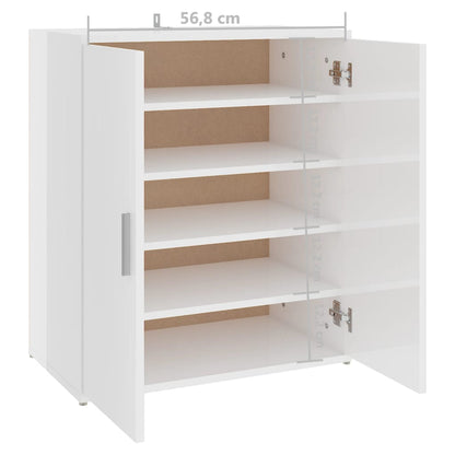 Sapateira Fixa ou Suspensa Raquel - Com 5 Prateleiras - Cor Branco Brilhante - 60x35x70 cm Contraplacado - Design Moderno