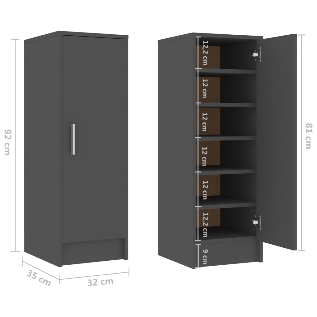 Sapateira Kenny - Com 6 Prateleiras - 32x35x92cm - Cinzento - Contraplacado - Design Moderno