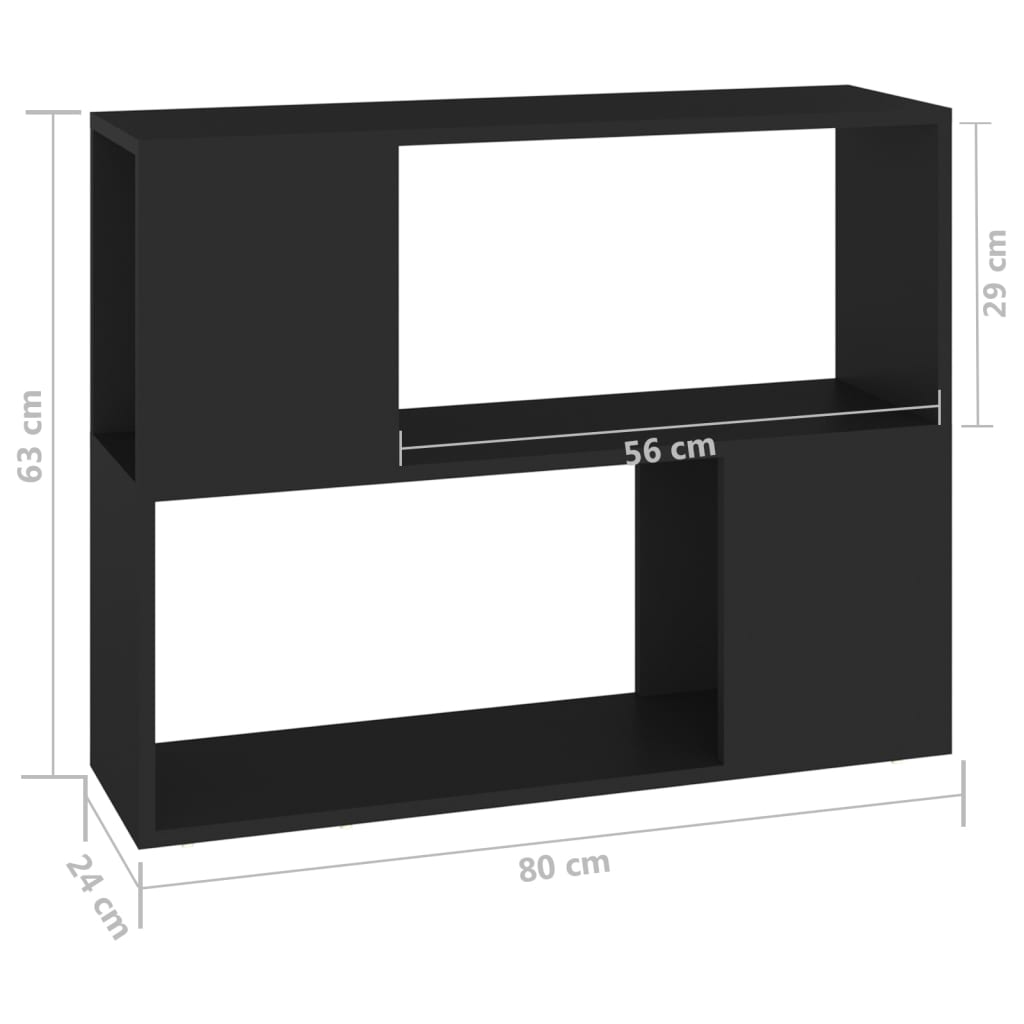 Móvel de TV 80x24x63 cm contraplacado preto