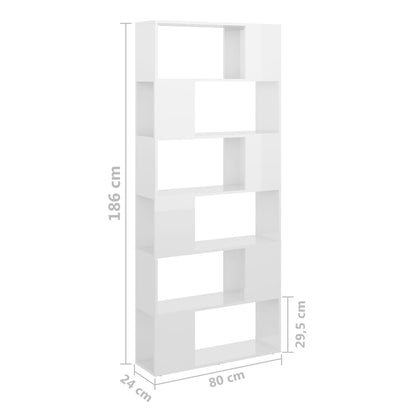 Estante/divisória 80x24x186 cm contraplacado branco brilhante